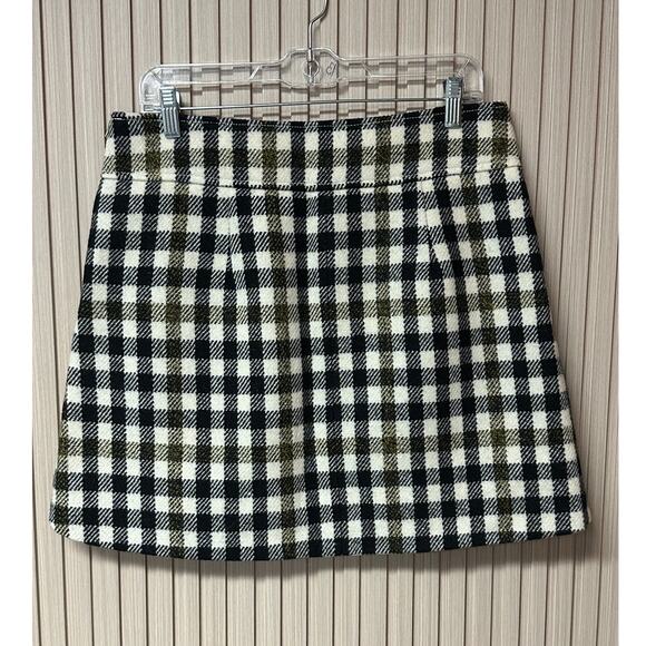 J.Crew Plaid Oxford Wool A-Line Mini Skirt Size 10 - Picture 2 of 9